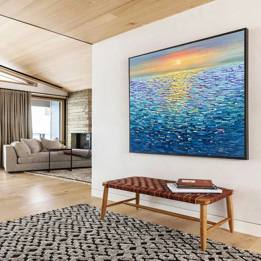 “Sunset Ocean View” - Realistic Seascape Painting On Canvas DKH855