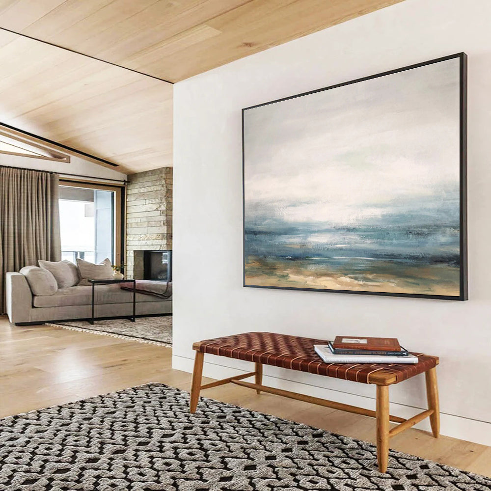 Misty Shore Softly Painted Coastal Abstract Painting On Canvas DKH174