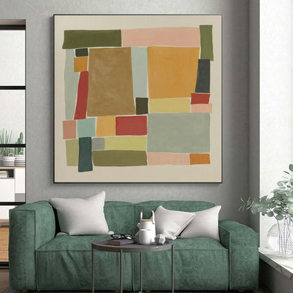 “Colorful Geometric Patchwork” Abstract Acrylic Art CT0333