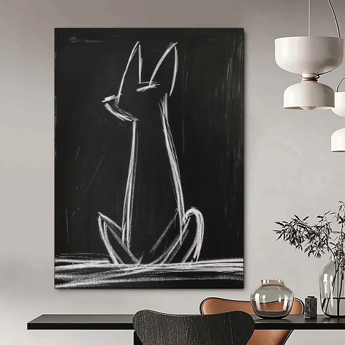 “White Cat Silhouette” - Minimalist Animal Art CT2027