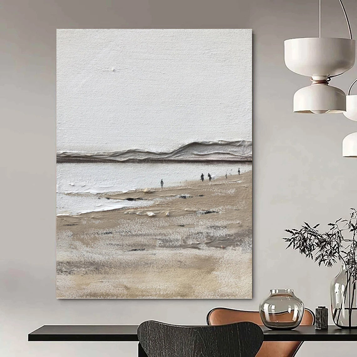 “Textured Beach Scene” - Impressionist - Style Landscape Painting On Canvas DKH1674