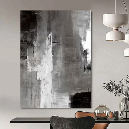 “Monochrome Gray Abstract Layers” – Abstract Expressionist Painting CT1124