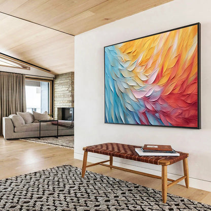 Colorful Feather - like Layers - Textured Abstract Painting On Canvas DLZ201