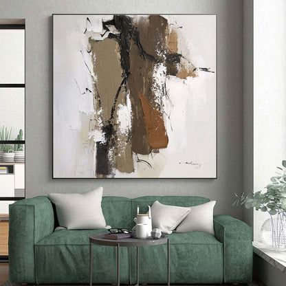 “Brown - Black - White Textured Forms” ，Abstract Acrylic Painting CT0794