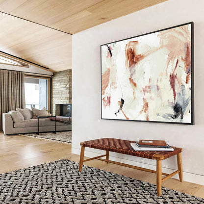 “Blush and Brown Abstract” Soft Abstract Painting On Canvas DLZ145