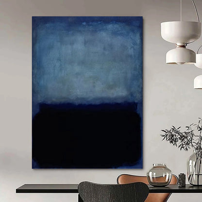 “Soft Blue & Deep Black Layers” - Rothko - Inspired Color - Field Painting On Canvas DKH1617