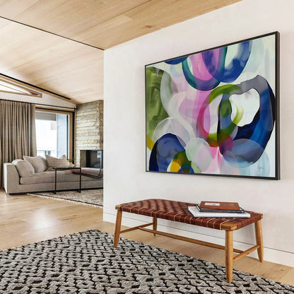 “Colorful Overlapping Circles” Abstract Acrylic Painting On Canvas DKH473