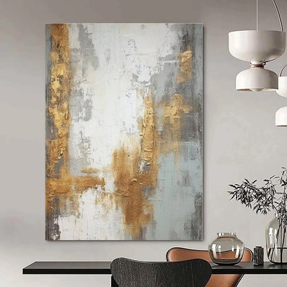 Grey - Gold Textured Abstract - Abstract Impasto Acrylic CT1270