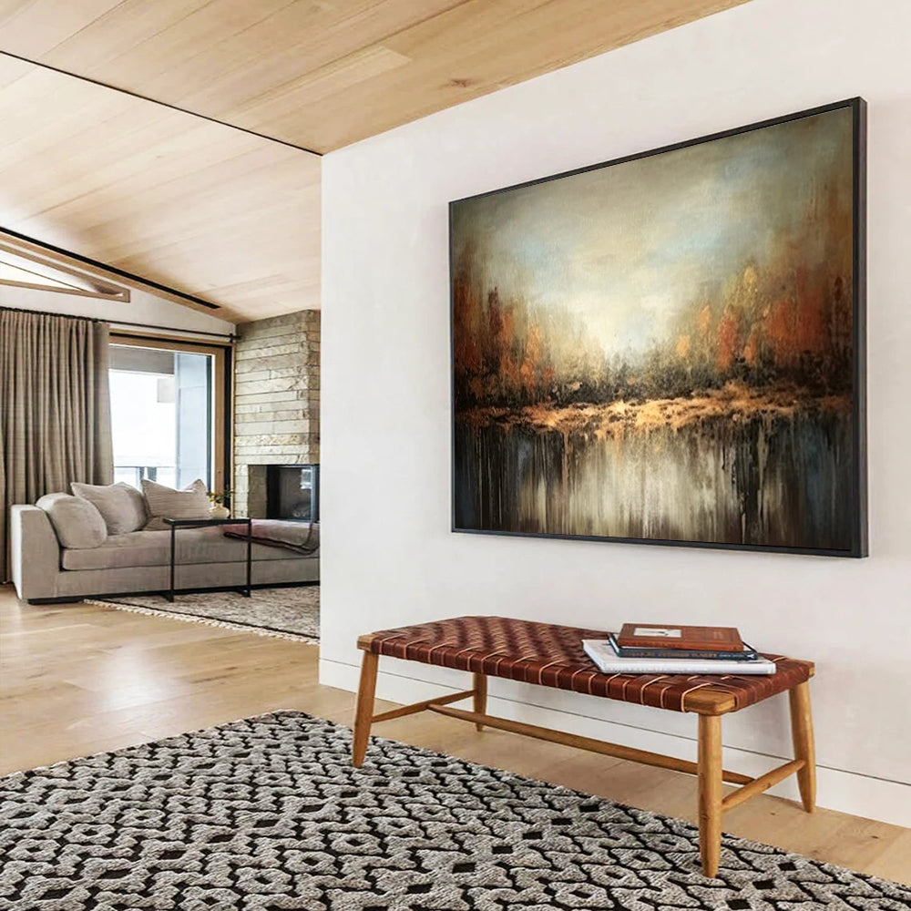 “Autumn Forest Reflection” Abstract Landscape Painting On Canvas DLZ060