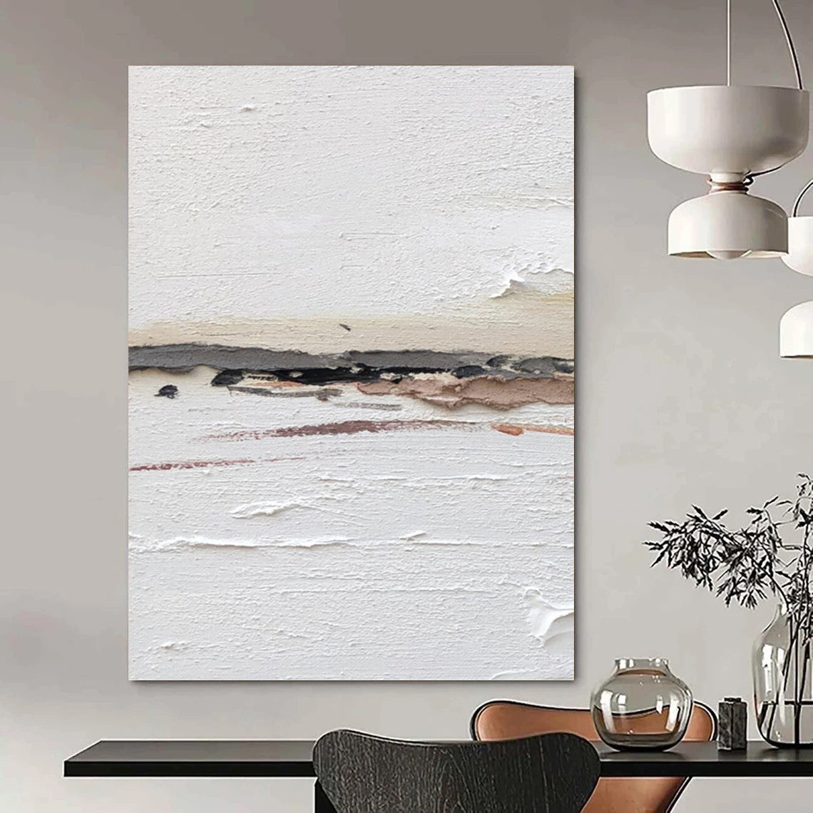 “White Textured Minimalism” - Subtle Abstract Painting On Canvas DKH1664