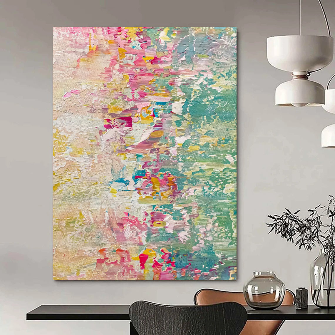 “Pastel Color Fusion” - Impressionist - Inspired Abstract Painting On Canvas DKH1683