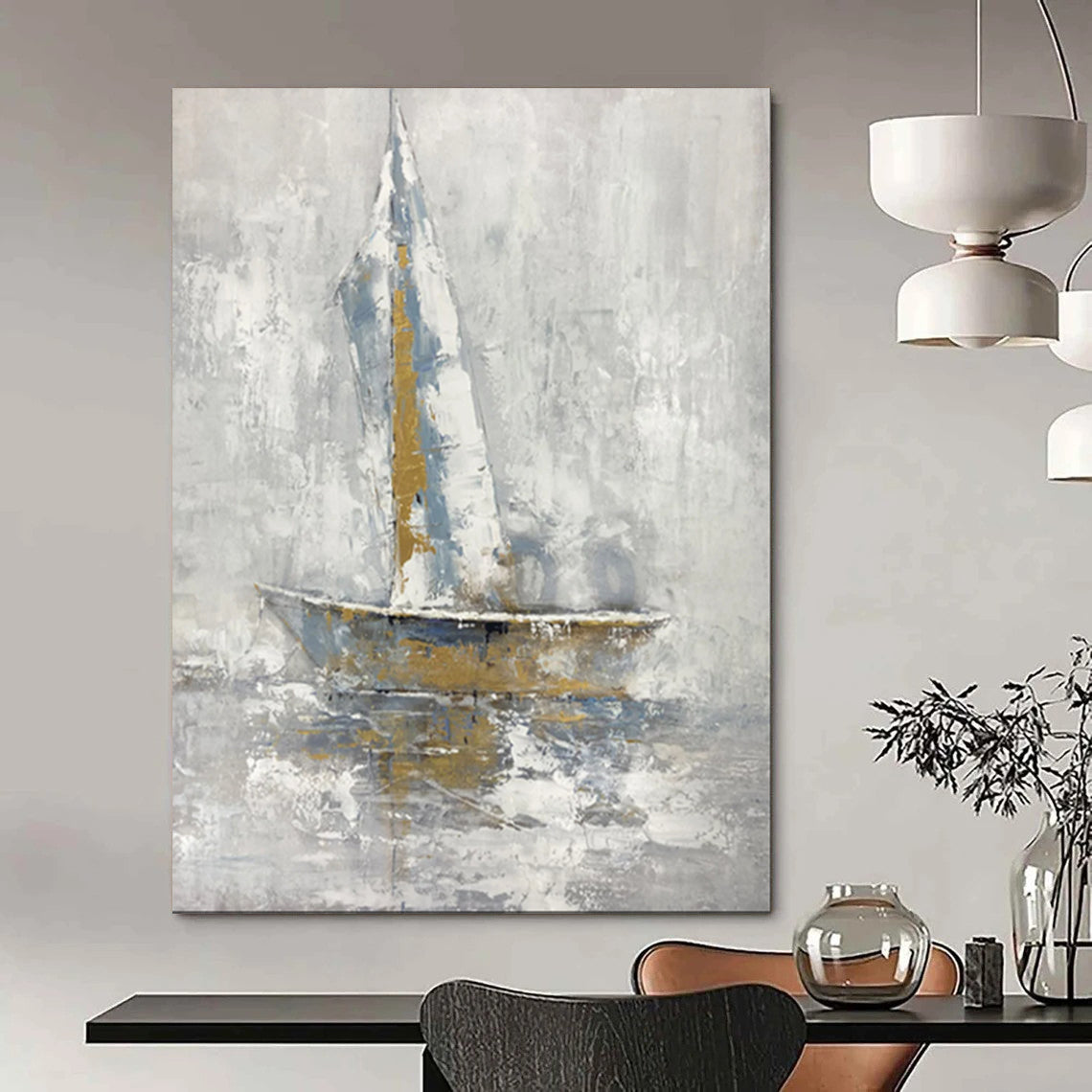 Golden Sail Abstract Nautical Art CT1957
