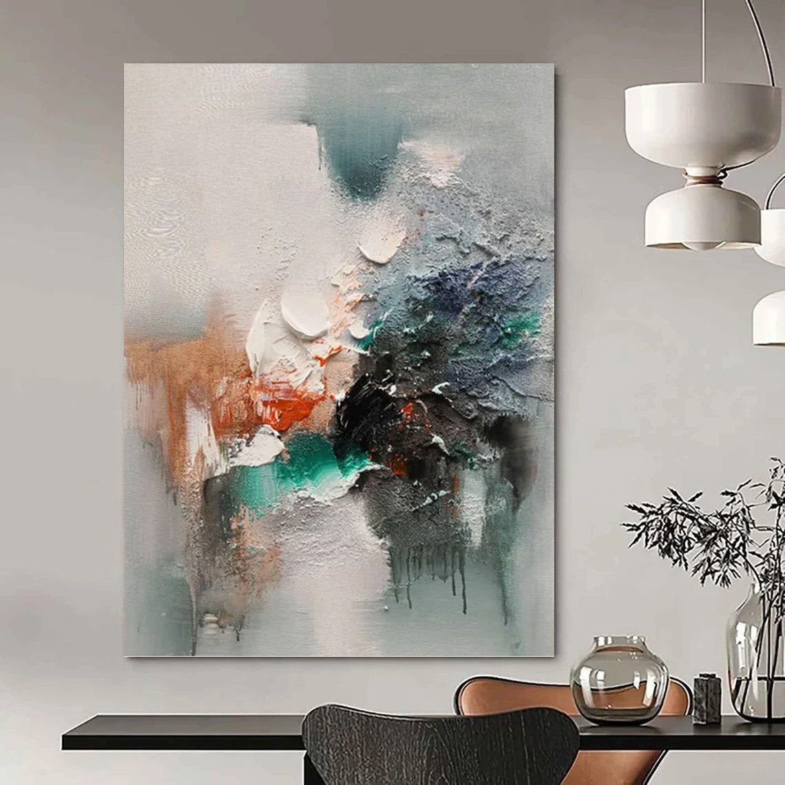 “Textured Abstraction” - Multicolor Textured Abstract Painting On Canvas DKH1572