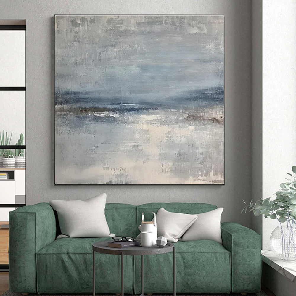 “Gray - Blue Abstract Horizon” ，Abstract Acrylic Painting CT0860