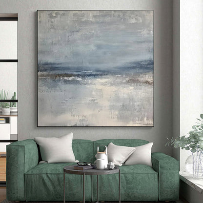 “Gray - Blue Abstract Horizon” ，Abstract Acrylic Painting CT0860