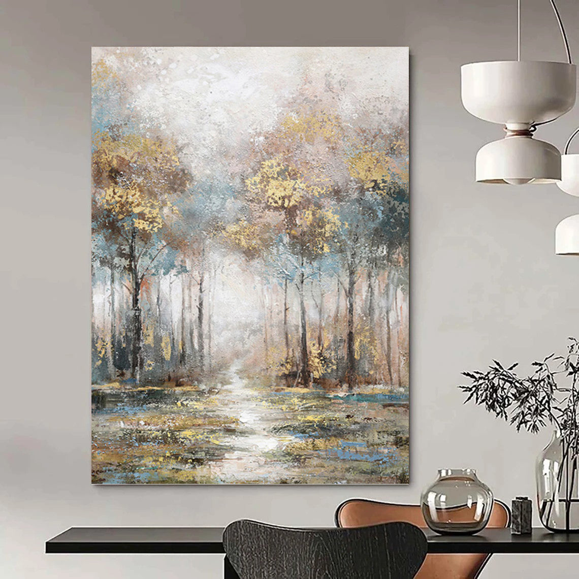 Misty Forest Path in Soft Tones - Landscape Painting On Canvas DKH1433