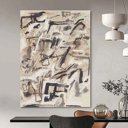 “Brown - Gray Abstract Chaos” - Abstract Expressionist Painting On Canvas DTP143