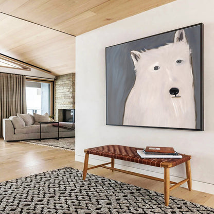 “Minimalist White Wolf” Abstract Portrait Painting On Canvas DKH422