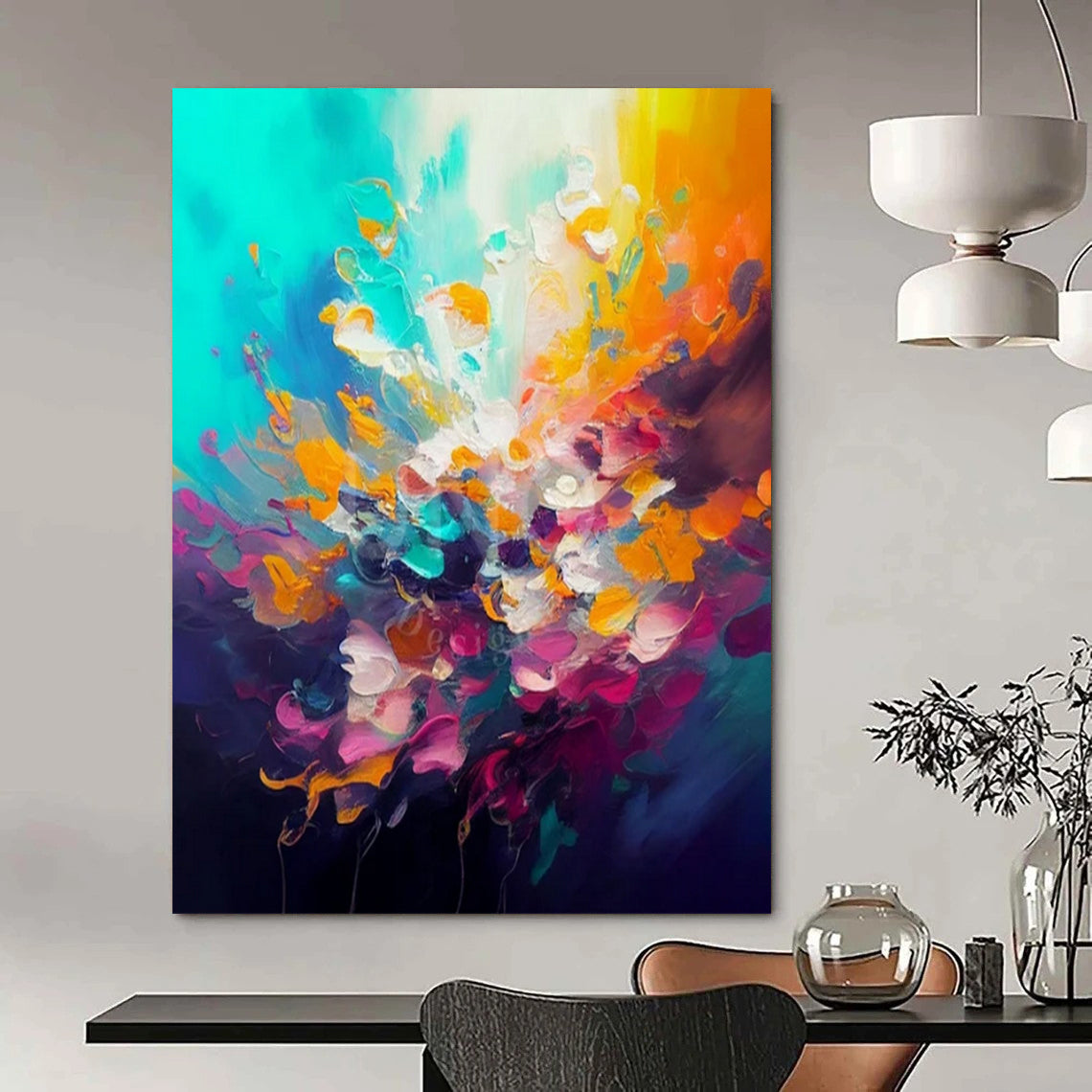 “Vibrant Color Explosion” ，Abstract Floral Acrylic Painting CT0918