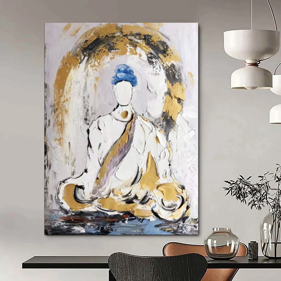 “Abstract Meditative Figure” – Textured Spiritual Acrylic CT2098