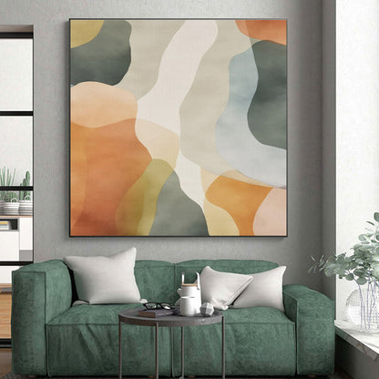 Soft Colorful Wavy Shapes, “Pastel Rhythms” - Abstract Organic Acrylic Painting CT0761