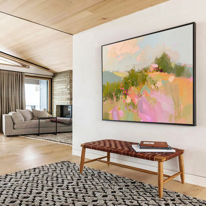 Pastel Landscape Dream Soft Colors Floral & Rural Scene Painting On Canvas DKH208
