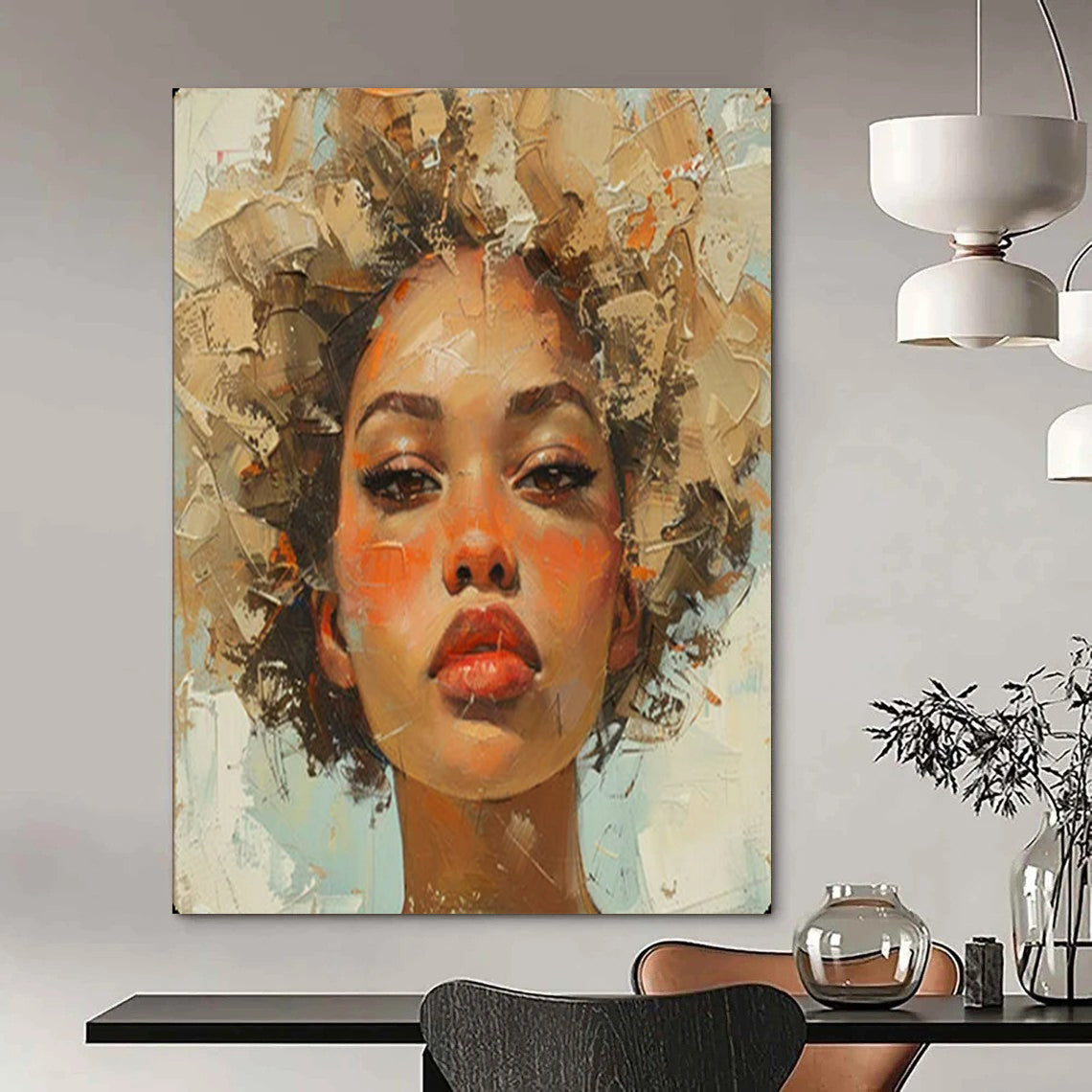 “Textured Afro - Centric Portrait” – Impasto Oil Painting On Canvas CT2160