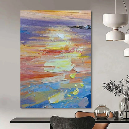 “Textured Sunset Impasto” - Colorful Impressionistic Seascape Painting DKH1040