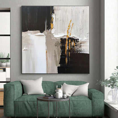 “Black - White - Gold Abstract Accents” ，Abstract Acrylic Painting CT0788