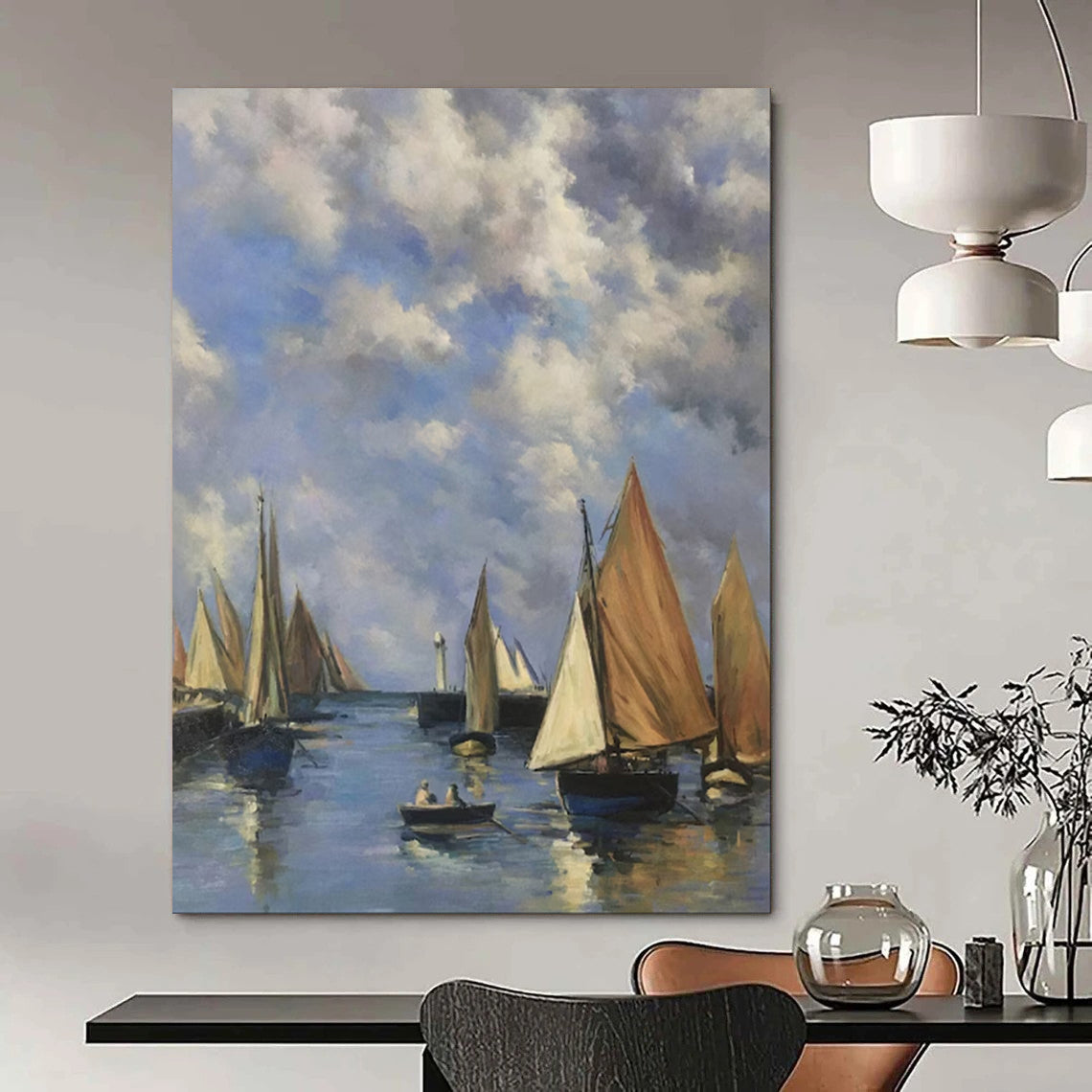 “Sailboats on a Calm Sea” - Impressionistic Marine Painting CT1994
