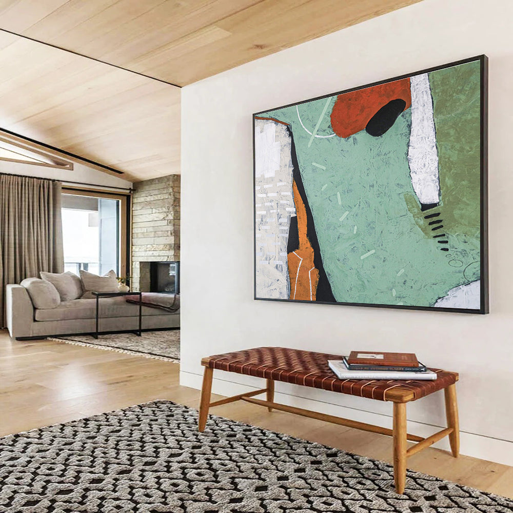 “Earthy Geometric Textures” Abstract Mixed - Media Painting On Canvas DKH567