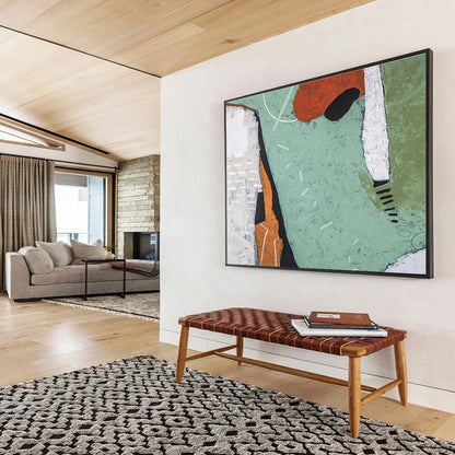 “Earthy Geometric Textures” Abstract Mixed - Media Painting On Canvas DKH567