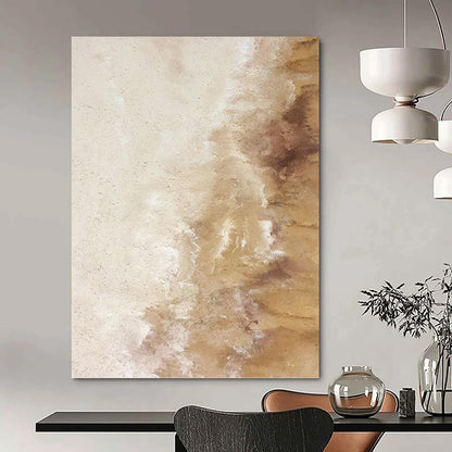 “Beige & Brown Textured Canvas” - Beige & Brown Textured Abstract Painting On Canvas DKH1223