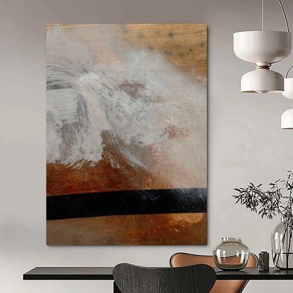 “White Paint on Wood with Black Line” - Experimental Mixed - Media On Wood DTP185