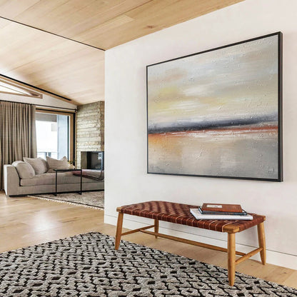 “Gray, Orange, Subtle ‘Dawn Horizon’” - Abstract Landscape Painting On Canvas DLZ019