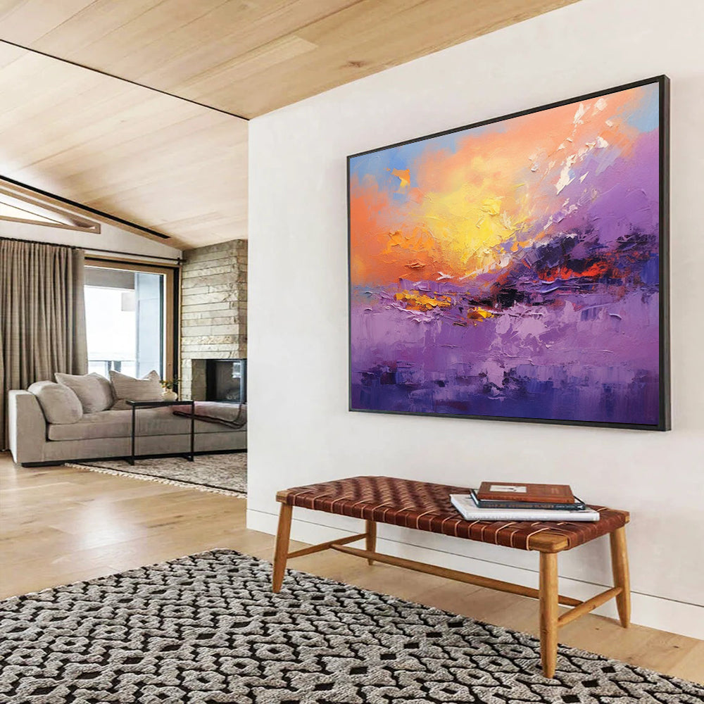 “Vibrant Sunset Landscape” Impressionistic Scenery Painting On Canvas DLZ084
