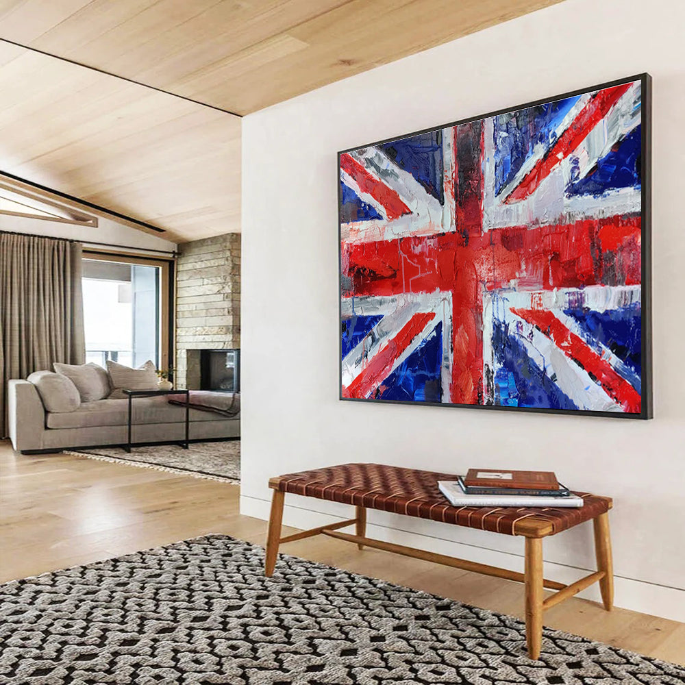 Textured Union Jack “Patriotic Palette Knife” Painting On Canvas DKH120