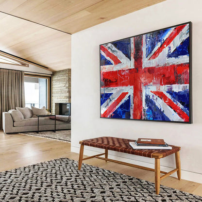 Textured Union Jack “Patriotic Palette Knife” Painting On Canvas DKH120