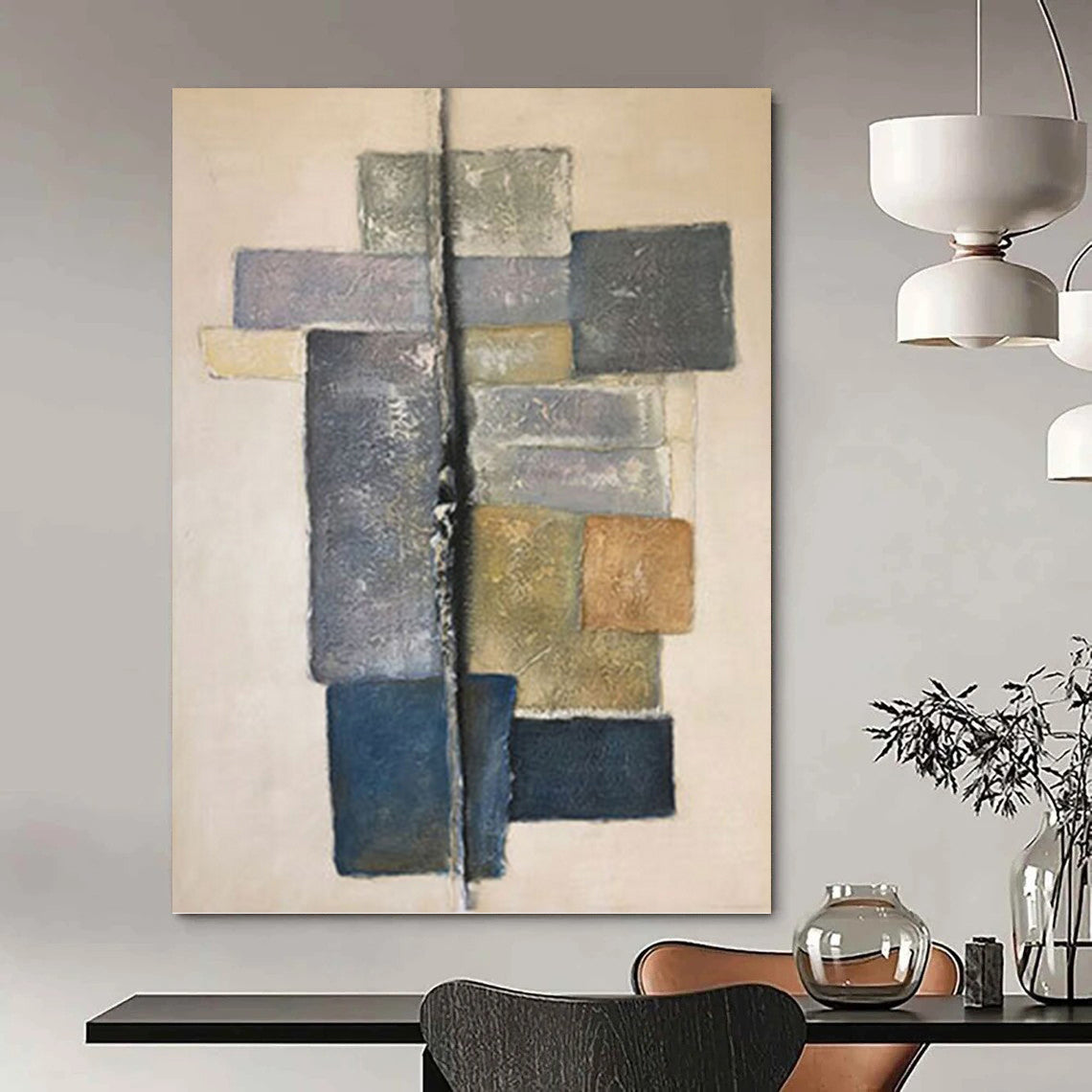 “Geometric Neutral Abstraction” - Subtle Abstract Geometric Painting DKH1041
