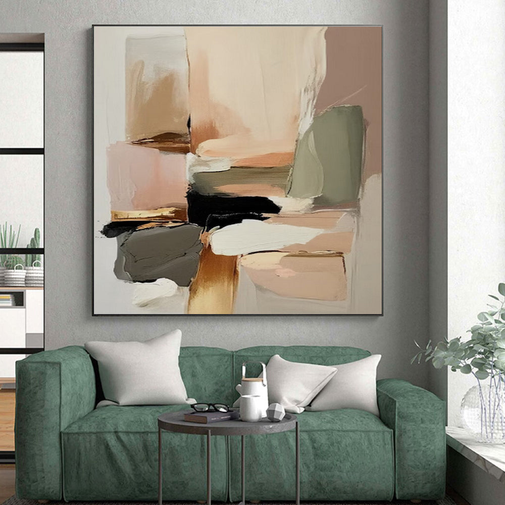 Soft Earth - Toned Blocks, “Warm Hues Harmony” - Abstract Geometric Acrylic Painting CT0736