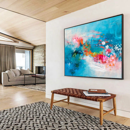 Vibrant Blue Abstract Wave - Dynamic Colors and Flowing Forms Painting On Canvas DKH032