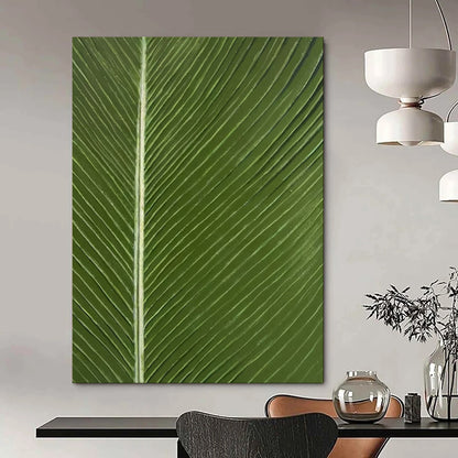“Fine Green Leaf Veins” - Realistic Plant Oil Painting CT1977