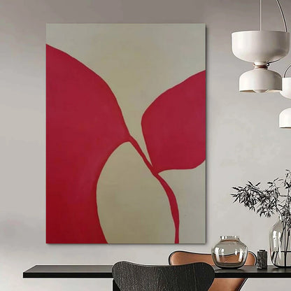 “Red - Beige Connected Shapes” – Abstract Connected Shape Art CT0998
