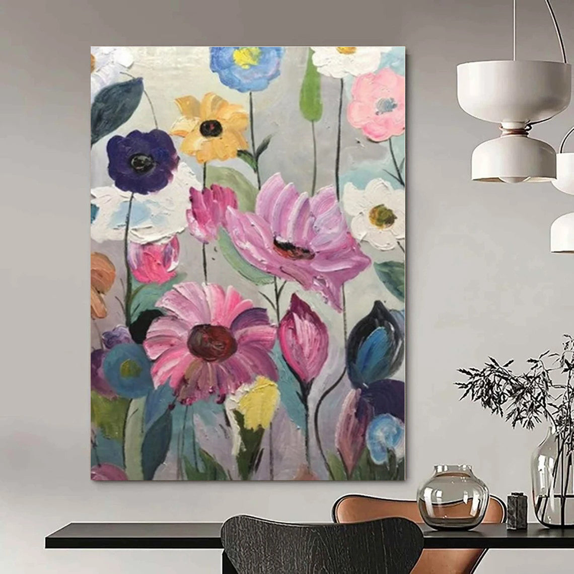 Colorful Impasto Flowers - Impasto Floral Oil On Canvas CT1306