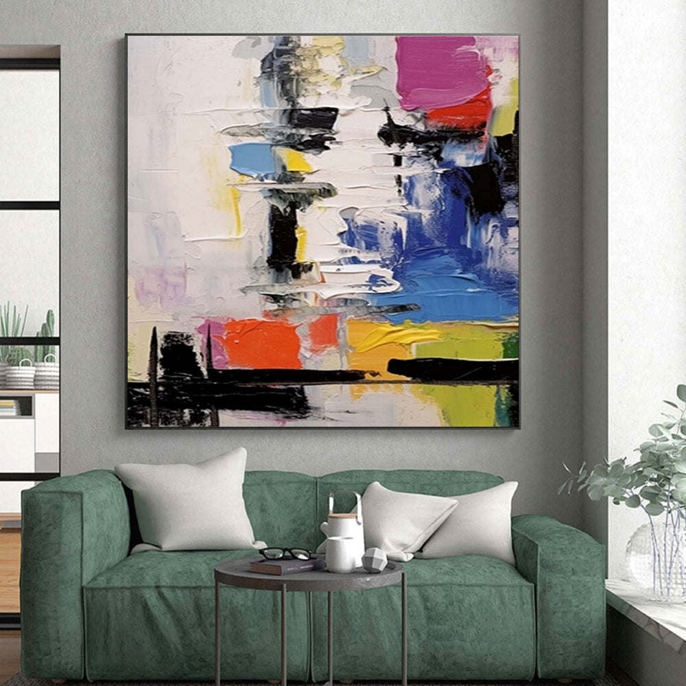 “Colorful Blocks, Textured Brushstrokes” - “Patchwork Passion”，Textured Acrylic Painting CT0698