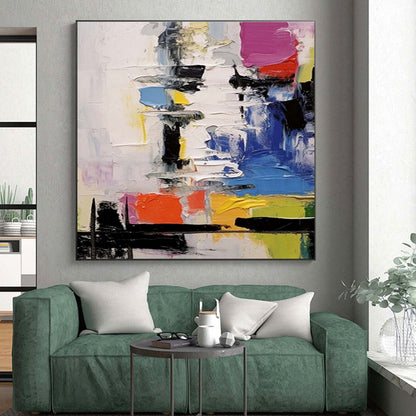 “Colorful Blocks, Textured Brushstrokes” - “Patchwork Passion”，Textured Acrylic Painting CT0698