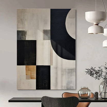 Mixed - neutral Geometric Blocks - Abstract Geometric Acrylic Painting CT1373