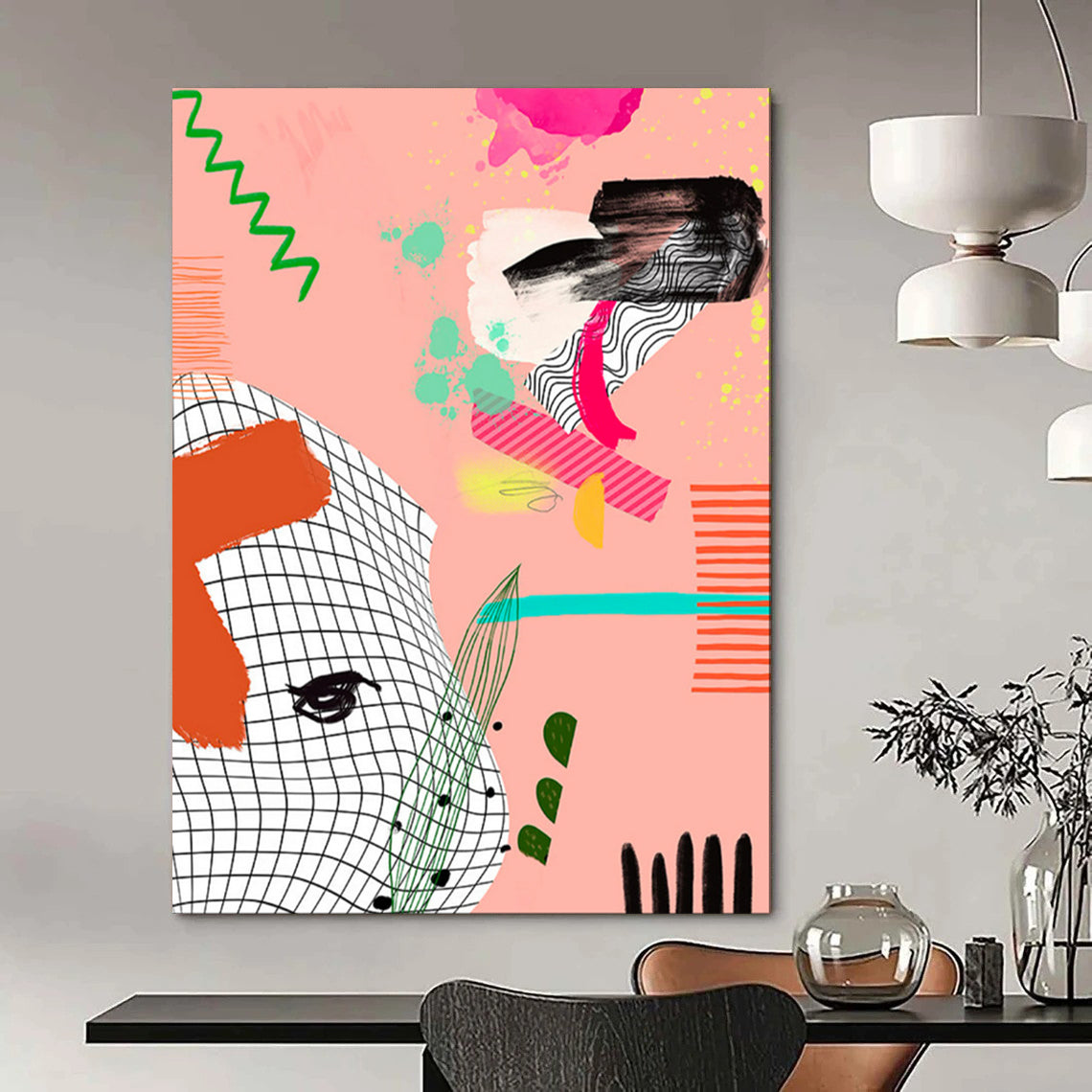 “Playful Pink Abstract Collage” - Whimsical Abstract Art CT2006