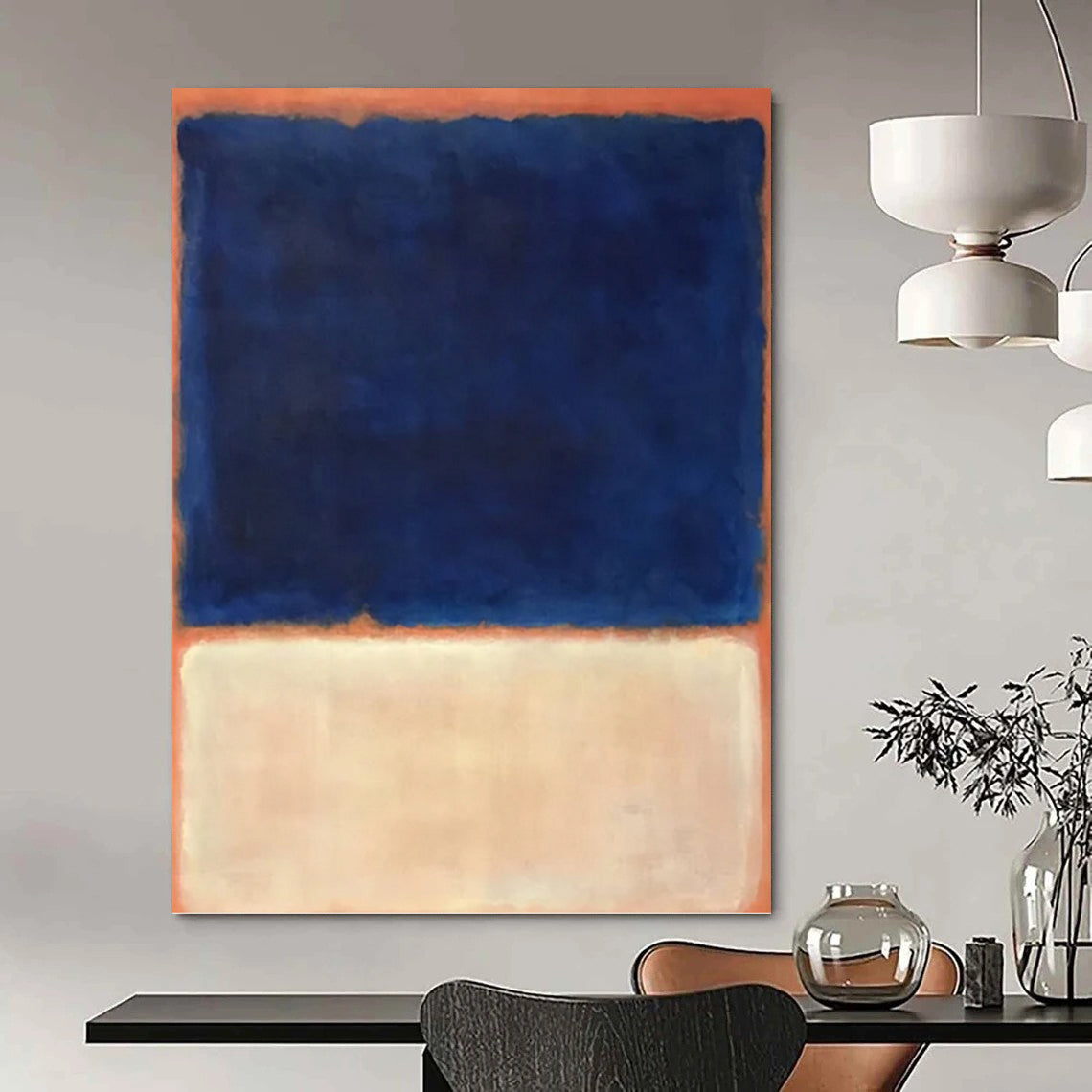 “Deep Blue & Pale Orange Layers” - Rothko - Style Color - Field Painting On Canvas DKH1622