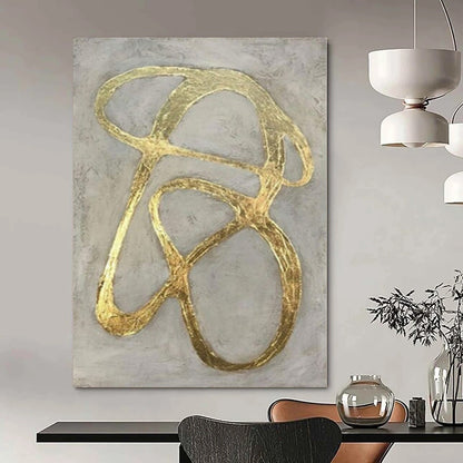 “Gold - Gray Abstract Loops” – Metallic Abstract Painting CT1097